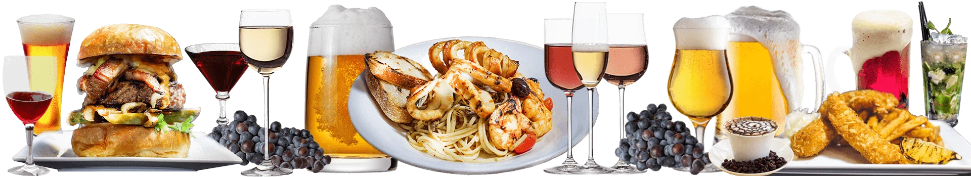 Burgers, pasta, wings, wine, beer and cocktails